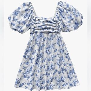 Women's Floral  Puff Sleeve Square Neck Summer Mini Dress
